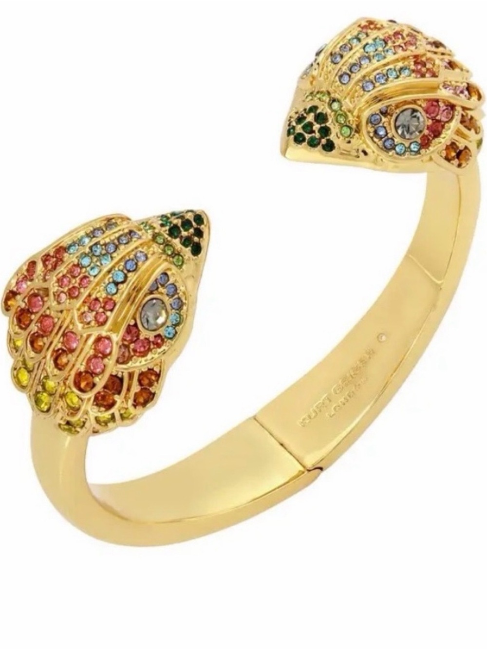 Kurt Geiger Gold-Tone Open Cuff Bracelet with Multicolor Crystal Accents